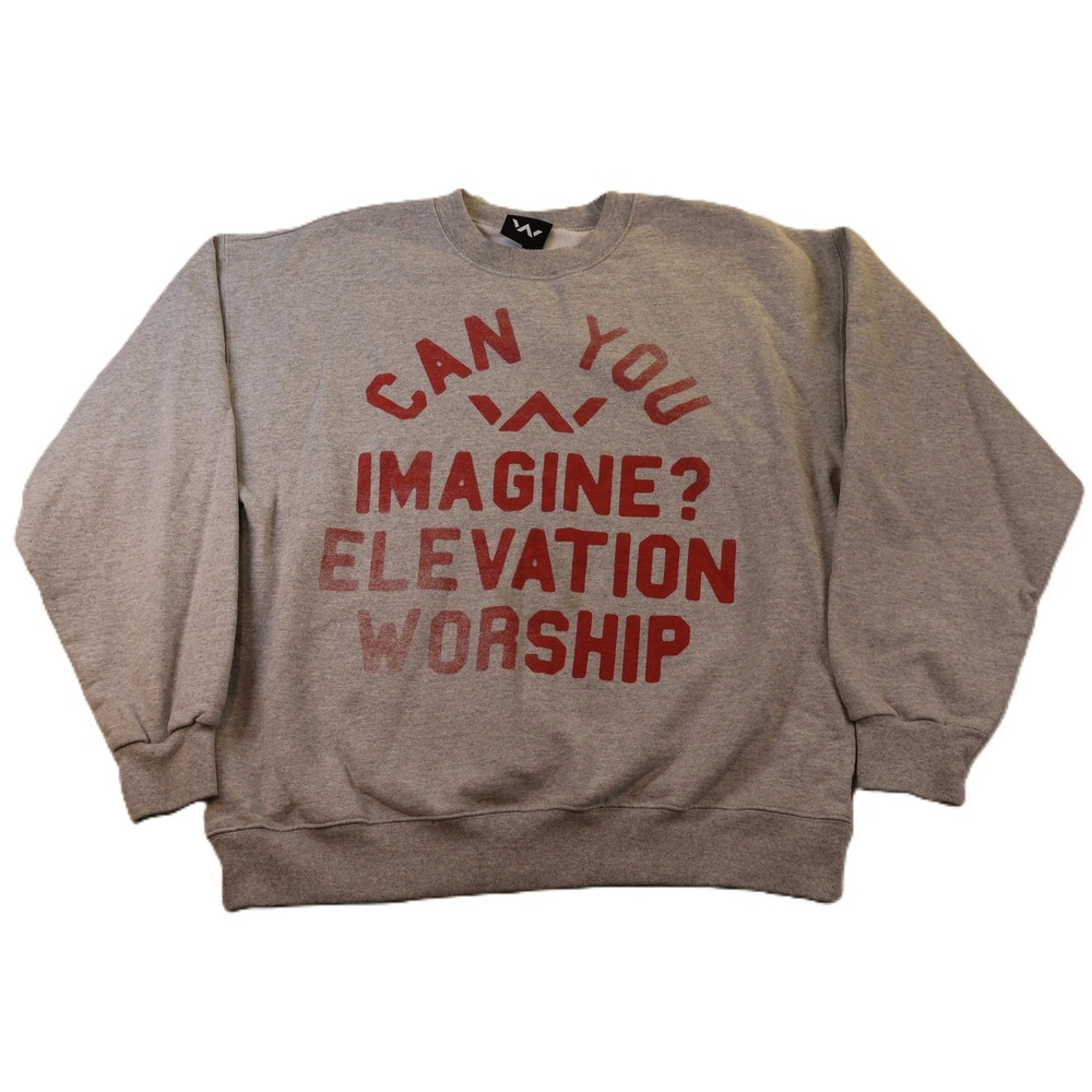 Elevation Worship Mens L Sweatshirt Gray Can You Imagine Graphic Crewneck